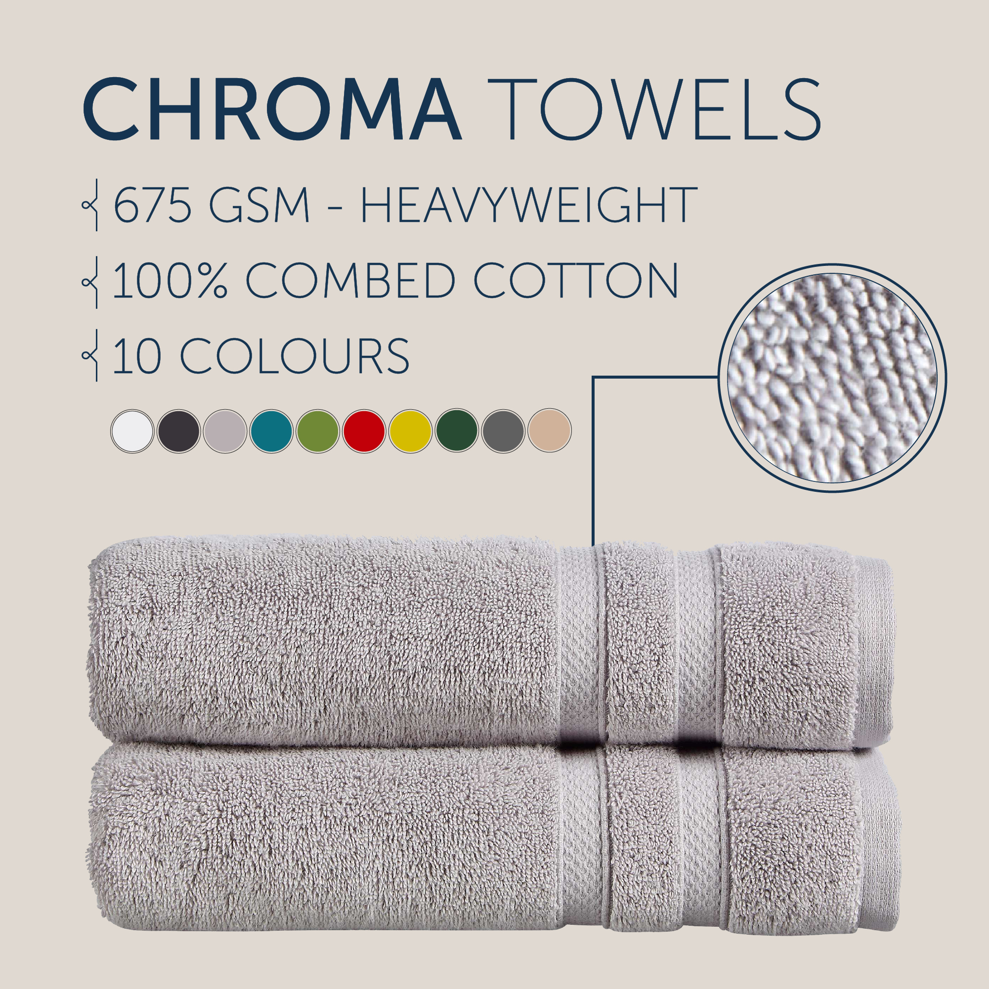 Christy Bath Towel Sets Chroma 100 Combed Cotton 675 GSM Highly
